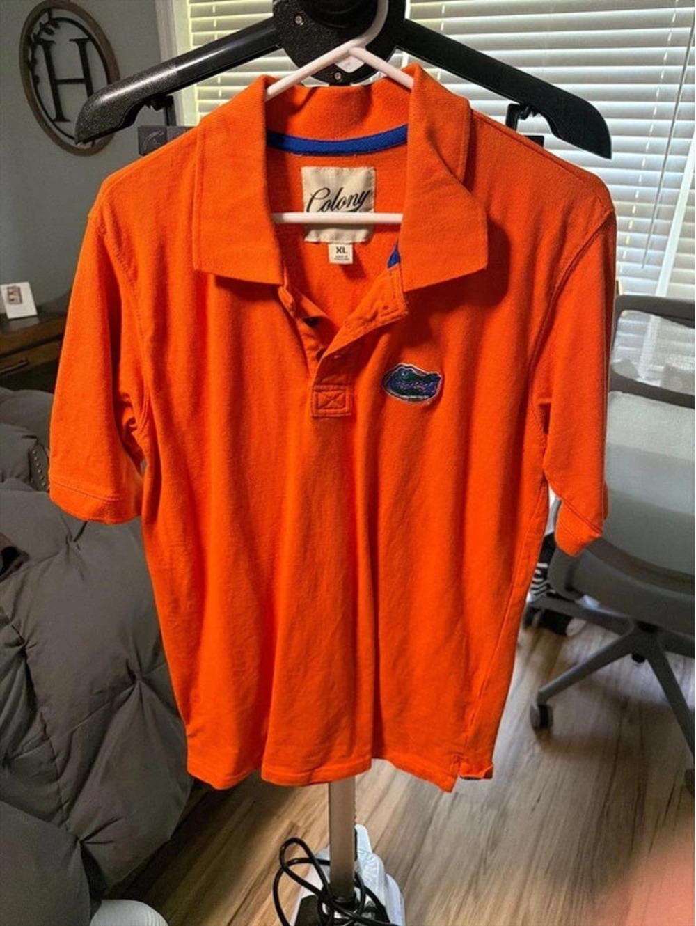 Colony Men's XL Orange Polo Shirt with Blue Trim and Embroidered Logo
